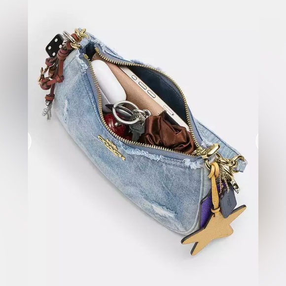 Coach Teri Denim Blue Shoulder Bag with charms - Picture 8 of 9